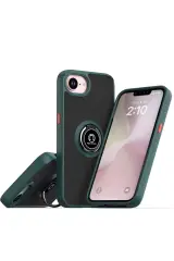Newface Apple İphone 16e Kılıf Montreal Yüzüklü Silikon Kapak - Yeşil