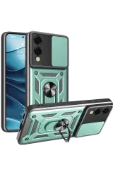 Newface Samsung Galaxy S25 Edge Pars Lens Yüzüklü Silikon - Yeşil