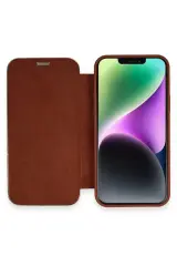Newface İphone 12 Kılıf Dolpin Kapaklı - Kahverengi