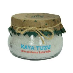 Yemeklik Granül Çakıl Kaya Tuzu Beyaz Cam Kavanoz 500 Gr