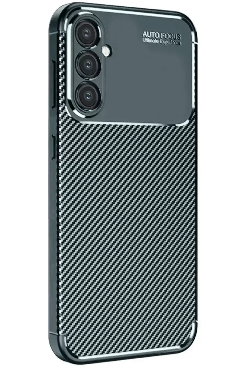 Newface Samsung Galaxy S24 Fe Kılıf Auto Focus Karbon Kapak - Koyu Yeşil