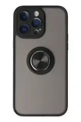 Newface İphone 14 Pro Kılıf Montreal Yüzüklü Silikon Kapak - Siyah