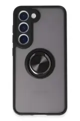 Newface Samsung Galaxy S23 Kılıf Montreal Yüzüklü Silikon Kapak - Siyah