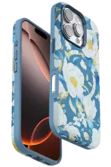 Onegif Apple İphone 16 Pro Max Flower Series Magsafe Kapak - Mavi