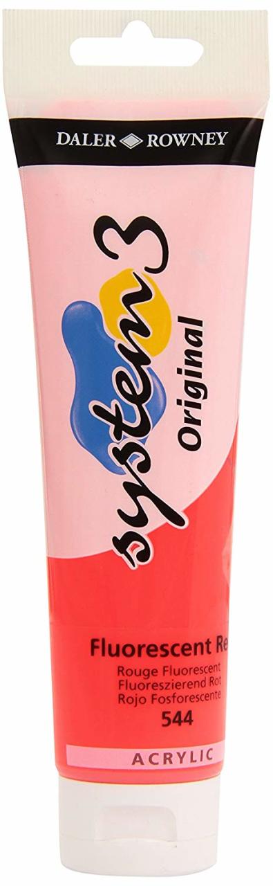 System 3 Akrilik Boya - 150ml - Fluorescent Red - N.544