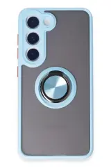 Newface Samsung Galaxy S23 Kılıf Montreal Yüzüklü Silikon Kapak - Buz Mavi