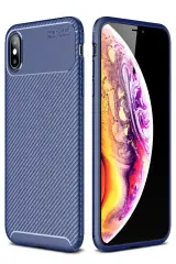 Newface İphone Xs Max Kılıf Auto Focus Karbon Kapak - Lacivert