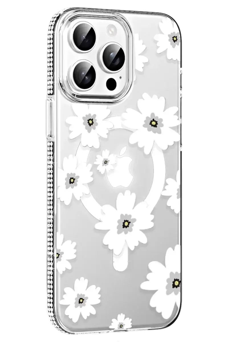 Joko Apple İphone 15 Pro Max Floral Magsafe Kapak - Beyaz