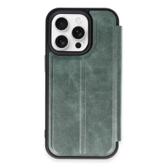 İphone 14 Pro Kılıf Flip Cover - Koyu Yeşil