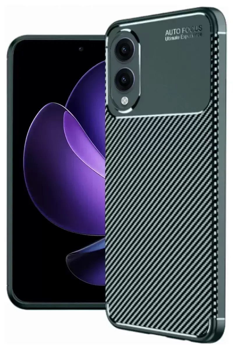 Newface Samsung Galaxy S25 Edge Kılıf Auto Focus Karbon Kapak - Koyu Yeşil