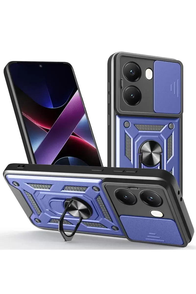 Newface Xiaomi Poco X7 Pro Kılıf Pars Lens Yüzüklü Silikon - Lacivert
