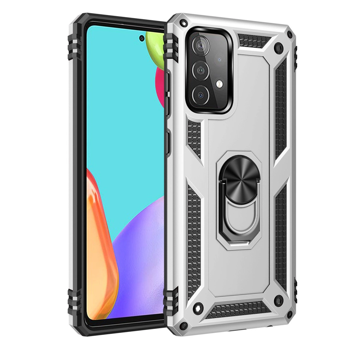 Samsung Galaxy A33 5g Kılıf Sofya Yüzüklü Silikon Kapak - Gümüş