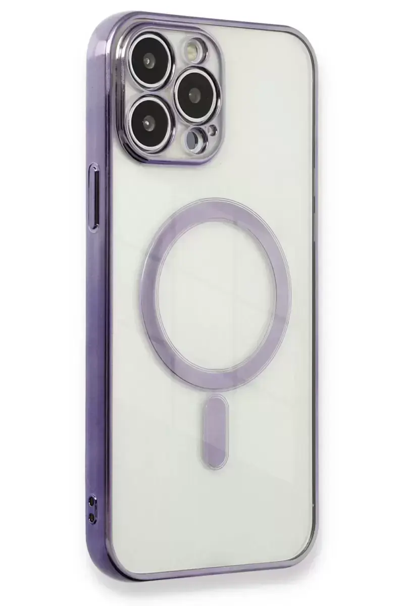 Newface Apple İphone 13 Pro Max Kılıf Magneticsafe Lazer Silikon - Mor
