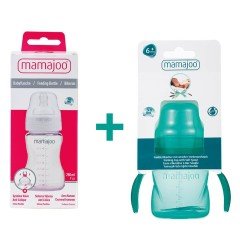 Mamajoo Kulplu Eğitici Bardak 160ml & Silver Biberon 250ml/Yeşil
