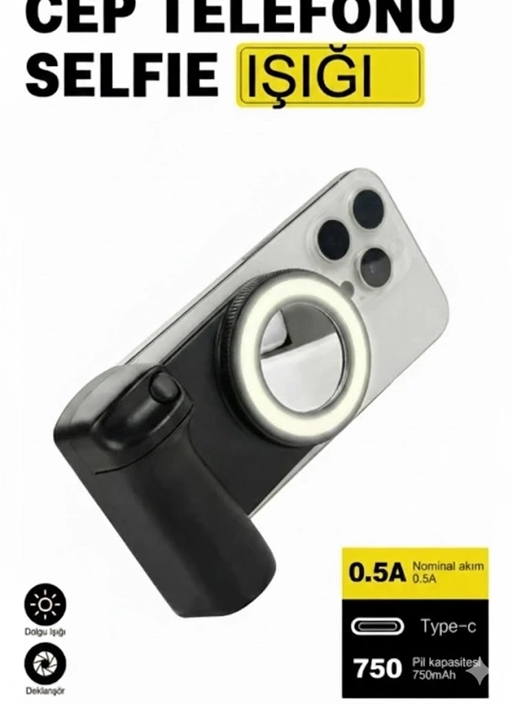 Bluetooth Manyetik Telefon Yapıştırma Kavrama Halka Dolgu Işığı İle Magsafe Selfie Klips