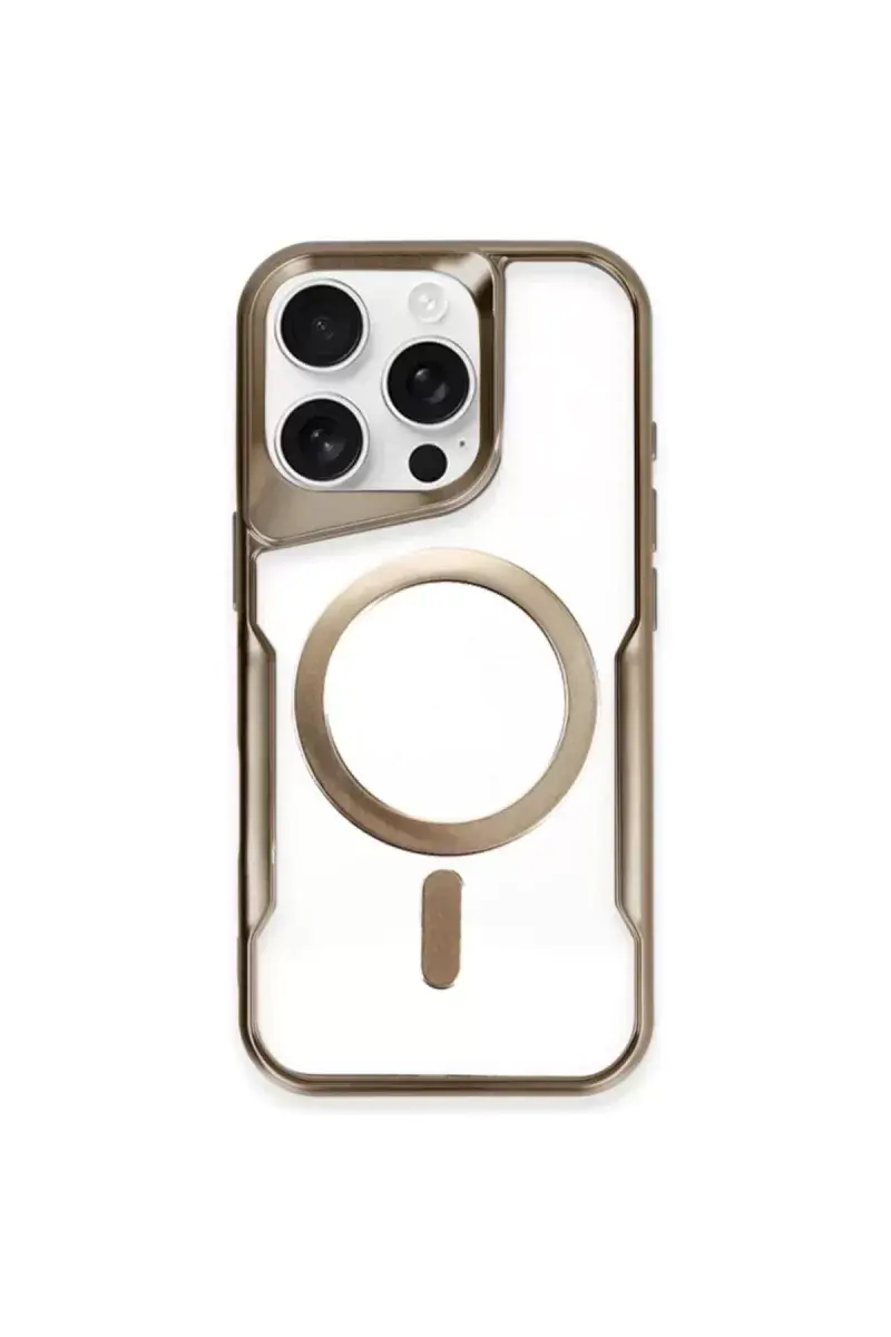 Newface İphone 14 Pro Max Kılıf Boyi Magsafe Silikon Kapak - Kahverengi
