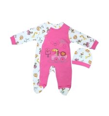 AyBaby AY134 Safari Nakışlı 2Li Tulum 0-3 Ay - Pembe