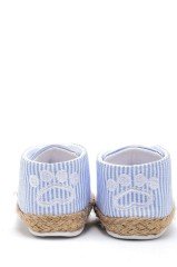 First Step Kedi Nakışlı Çizgili Patik - Mavi 3-7 Ay / No.17
