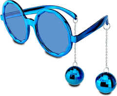 Mavi Renk Disko Toplu Küpeli Parlak Yılbaşı Parti Gözlüğü