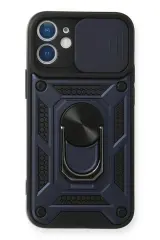 Newface İphone 12 Kılıf Pars Lens Yüzüklü Silikon - Lacivert