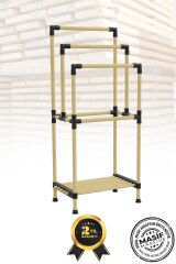 Ahşap Banyo Havluluk Raflı 3 Askılı 48 Cm Genişlik