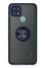 Newface Oppo A15 Kılıf Montreal Yüzüklü Silikon Kapak - Lacivert