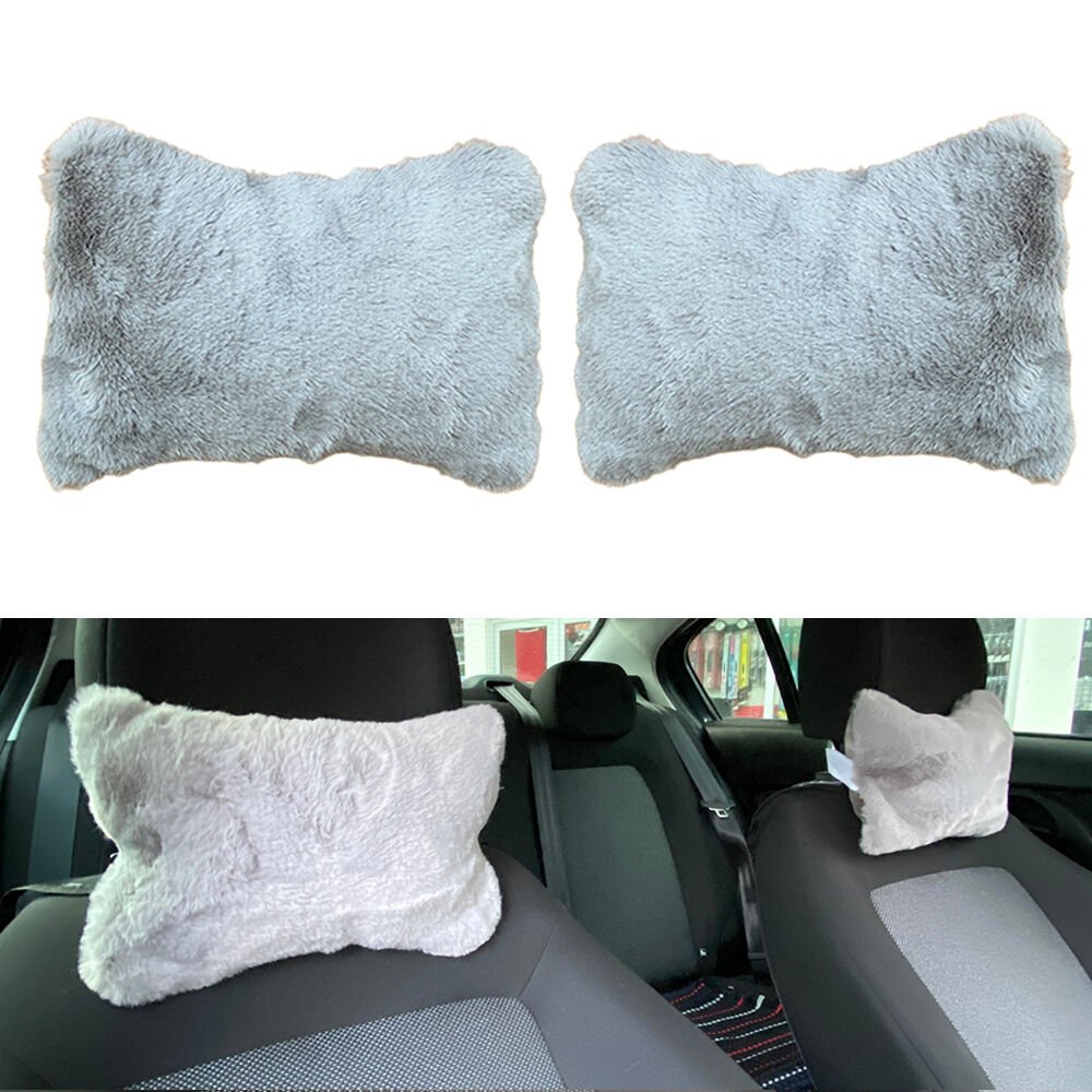 Yumuşak Peluşlu Ortopedik Araba Seyahat Boyun Yastığı 2'li Gri