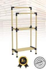 Ahşap Banyo Havluluk Raflı 2 Askılı 48 Cm Genişlik