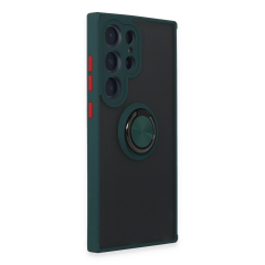 Samsung Galaxy S24 Ultra Kılıf Montreal Yüzüklü Silikon Kapak - Yeşil