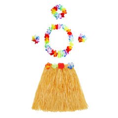 Hawaii Kolye Etek Taç Ve Bileklik Seti Turuncu