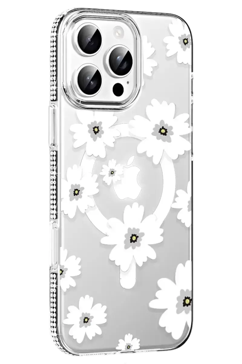Joko Apple İphone 16 Pro Max Floral Magsafe Kapak - Beyaz