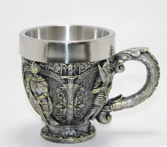 Şövalye Kabartmalı 3d Paslanmaz Çelik Kupa Bardak Alk4477