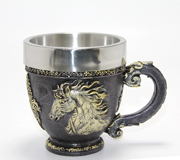 3d Kabartmalı At Büstü Paslanmaz Çelik Kupa Bardak Alk4478