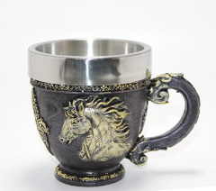 3d Kabartmalı At Büstü Paslanmaz Çelik Kupa Bardak Alk4478