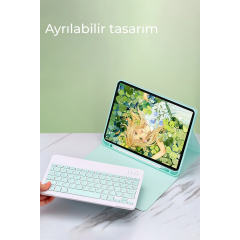 İpad 5 Air 9.7 Kılıf Kc01 Smart Klavyeli Tablet Kılıfı - Siyah