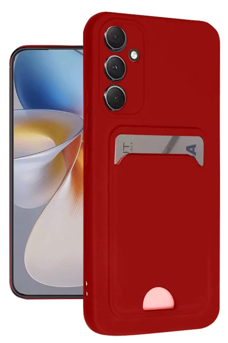 Newface Samsung Galaxy A16 5g Kılıf Kelvin Kartvizitli Silikon - Kırmızı