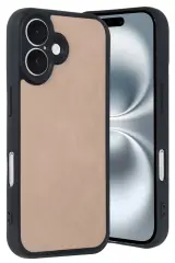 Newface İphone 16 Kılıf Aras Deri Kapak - Pudra