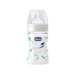 Chicco Silikon Uçlu Cam Biberon 150ml-Erkek