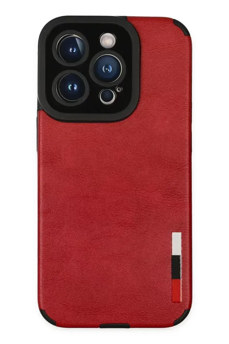Newface İphone 14 Pro Max Kılıf Loop Deri Silikon - Kırmızı