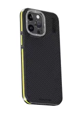Joko İphone 15 Pro Max Kılıf Aramid 600d Kevlar Karbon Fiber Magsafe Kapak - Sarı