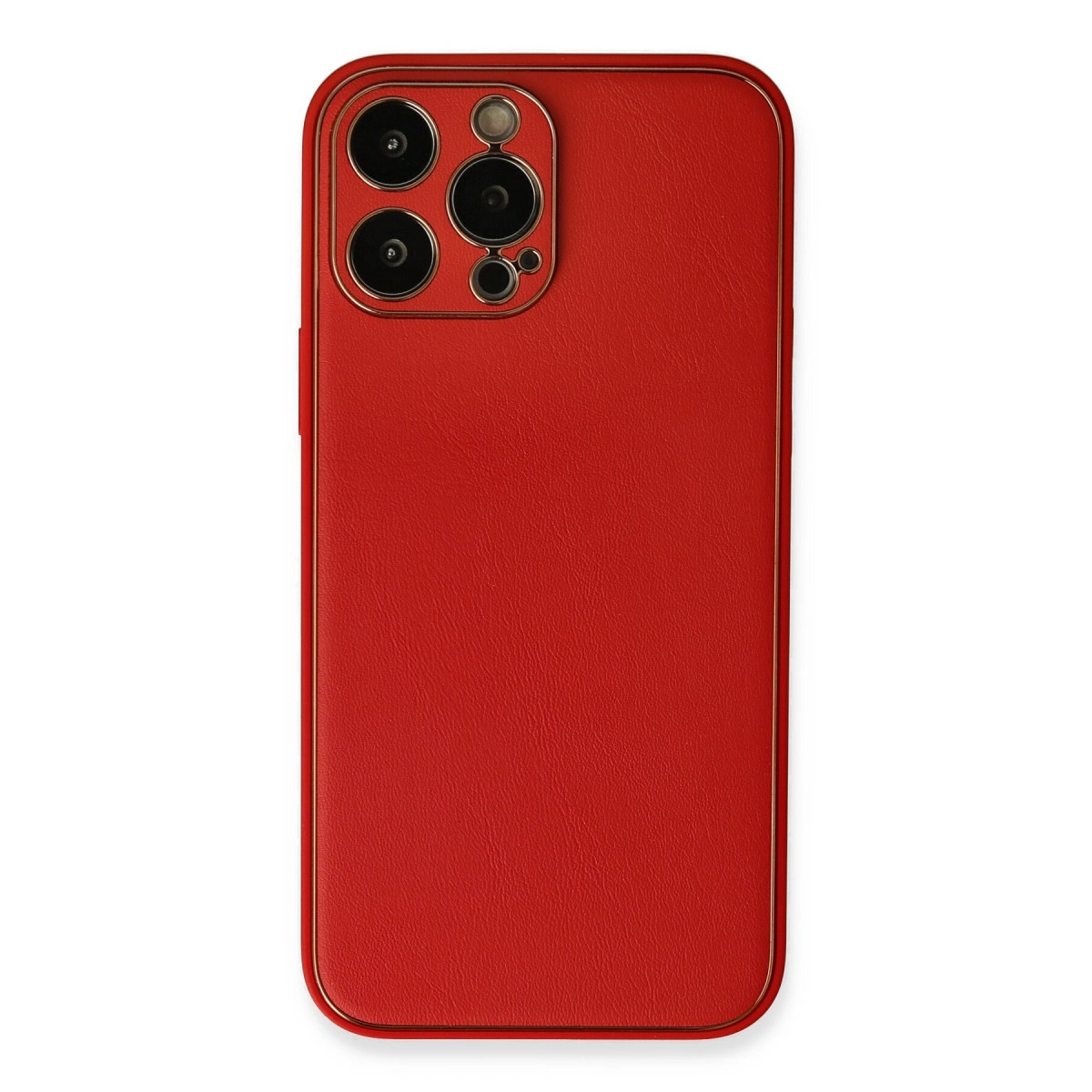 İphone 13 Pro Kılıf Coco Deri Silikon Kapak - Kırmızı