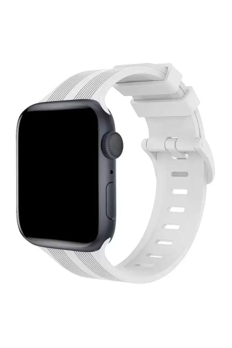 Newface Apple Watch 38mm Kr408 Çizgili Silikon Kordon - Beyaz