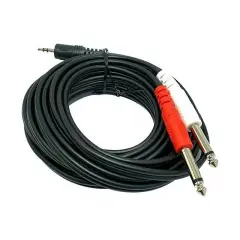 Powermaster Pm-13934 3.5 Mm Stereo Erkek - 2x6.3 Mm Mono Erkek Ses Kablosu (5 Metre)
