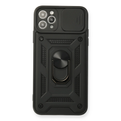 İphone 11 Pro Max Kılıf Pars Lens Yüzüklü Silikon - Siyah