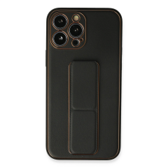 İphone 13 Pro Kılıf Coco Deri Standlı Kapak - Siyah