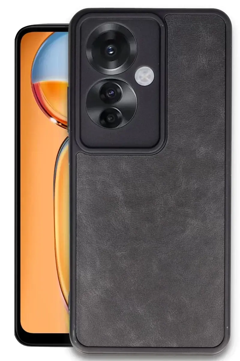 Newface Oppo Reno 11f Kılıf Aras Deri Kapak - Siyah