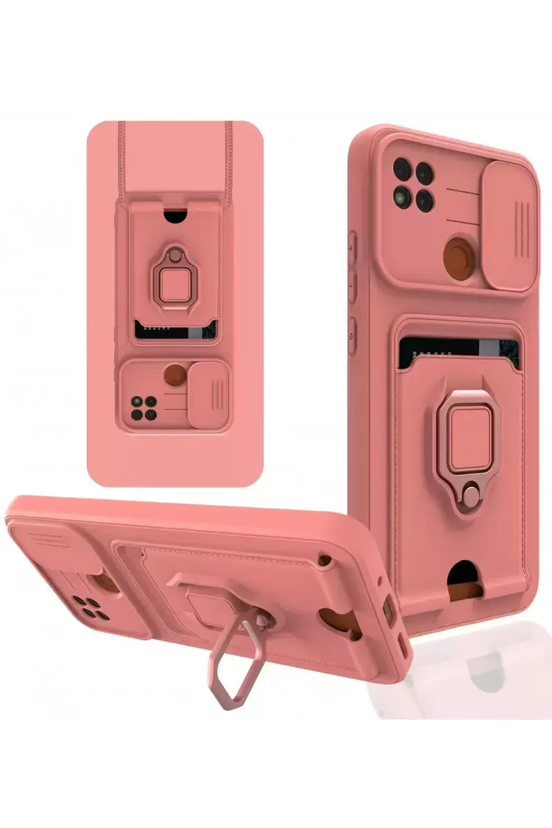 Newface Xiaomi Redmi 9c Kılıf Zuma Kartvizitli Yüzüklü Silikon - Pembe