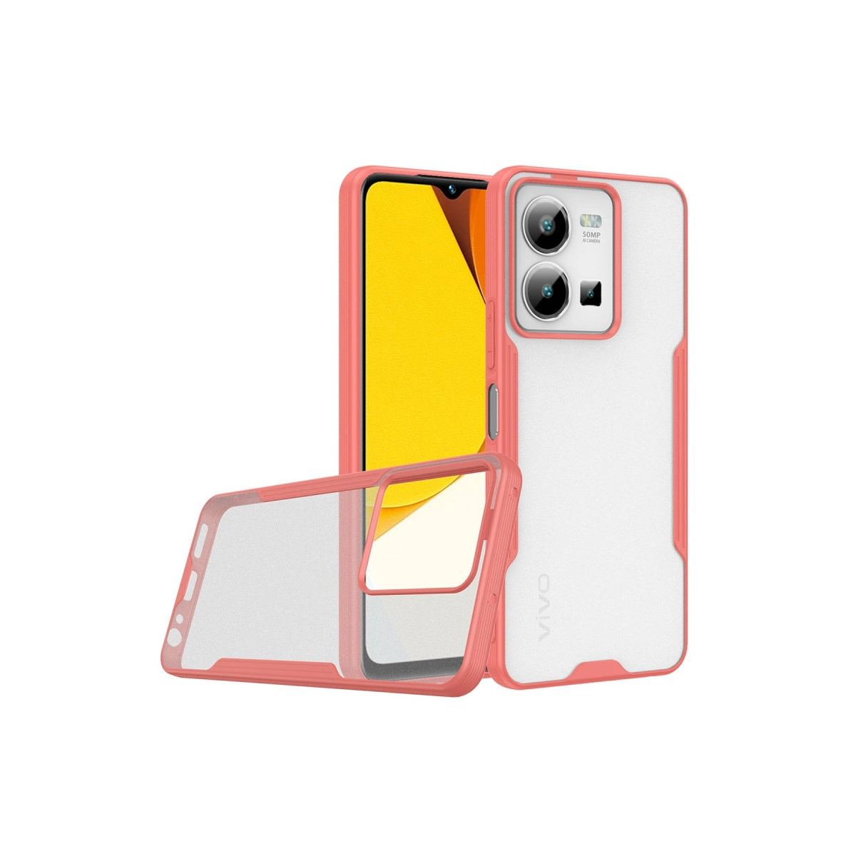 Vivo Y35 Kılıf Platin Silikon - Pembe