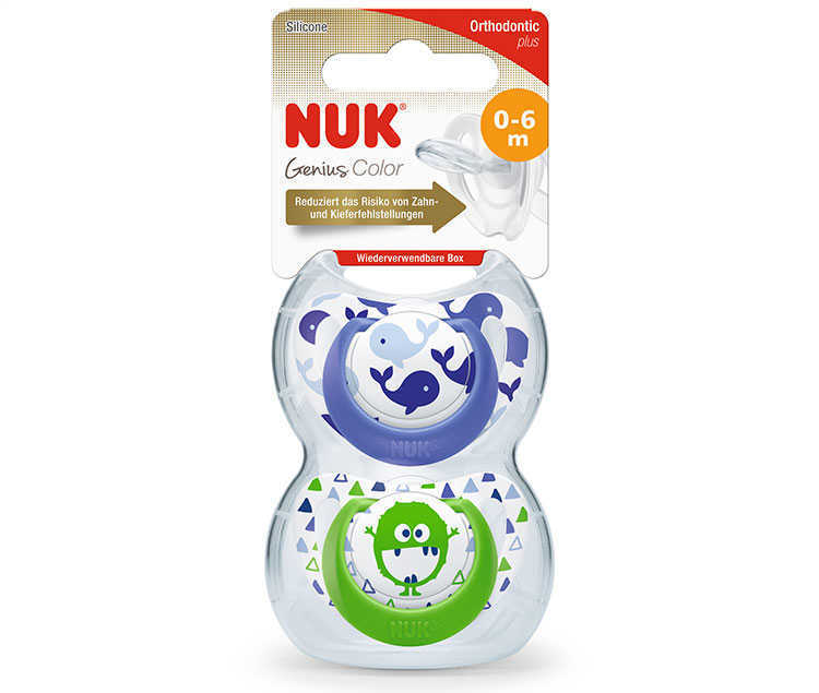 Genius Desenli Silikon Emzik No:1 (0-6 Ay) (2 Adet, Kutulu)
