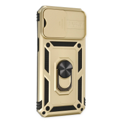 İphone 14 Pro Max Kılıf Pars Lens Yüzüklü Silikon - Gold